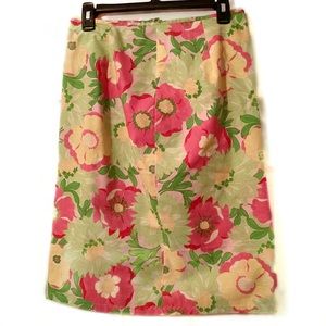 Size S Handmade Bright Pink & Green Floral Skirt